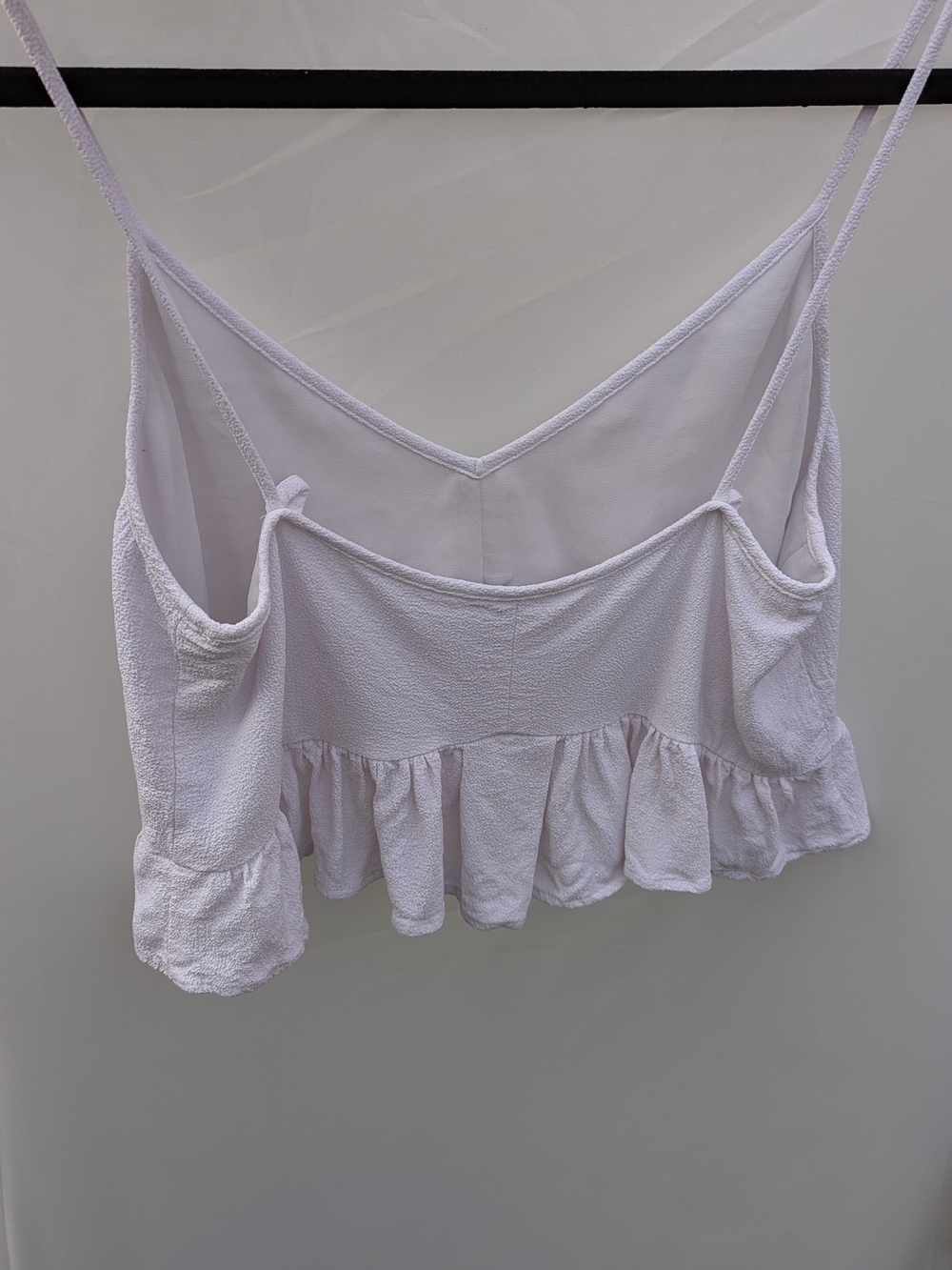 Club Monaco White Ruffle Cami Crop Top Large Coquette Cottagecore Boho Blouse - Picture 6 of 10